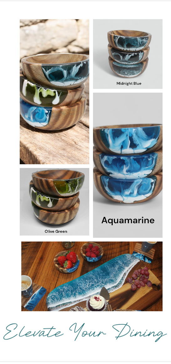 Wooden Dip Bowl, Resin and Wood Decorative Bowl, Small Ring Dish, Handmade Trinket Bowl, Ocean Bowl, Epoxy Resin Ring Dish, Gift For Her