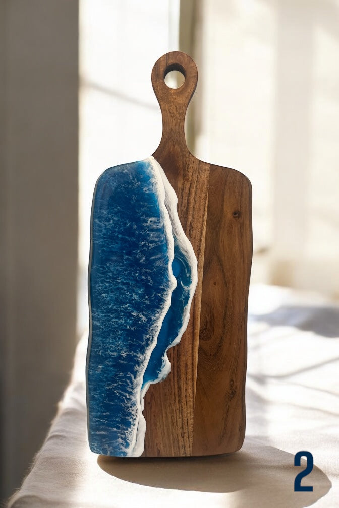 Unique Wedding Gift for Beach Lovers, Ocean Resin Charcuterie Board, Unique Gift for Couple, Coastal Anniversary Gift, Personalised Present