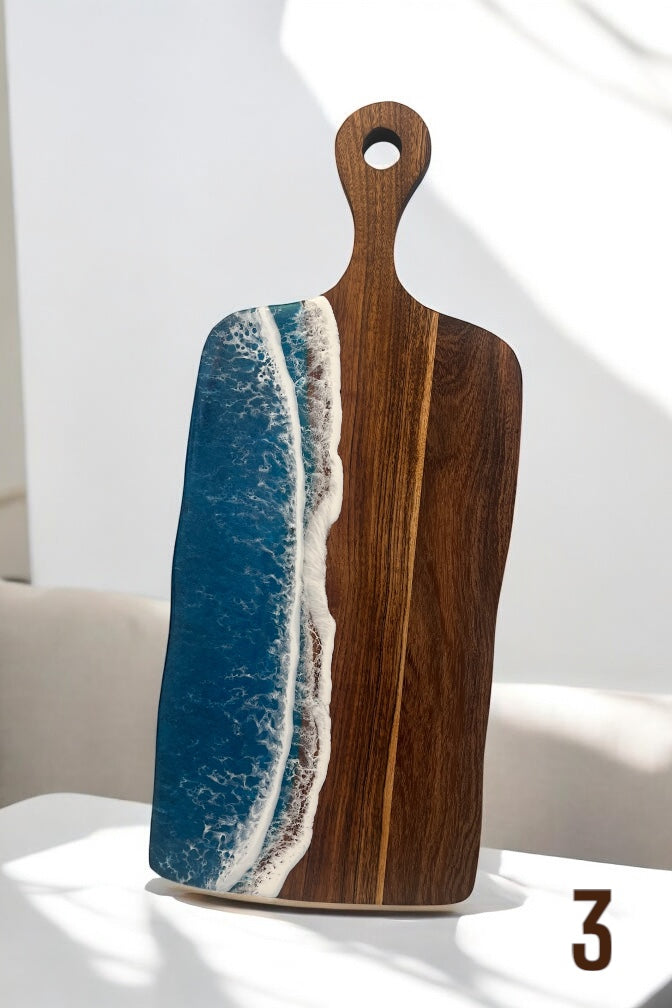 Unique Wedding Gift for Beach Lovers, Ocean Resin Charcuterie Board, Unique Gift for Couple, Coastal Anniversary Gift, Personalised Present