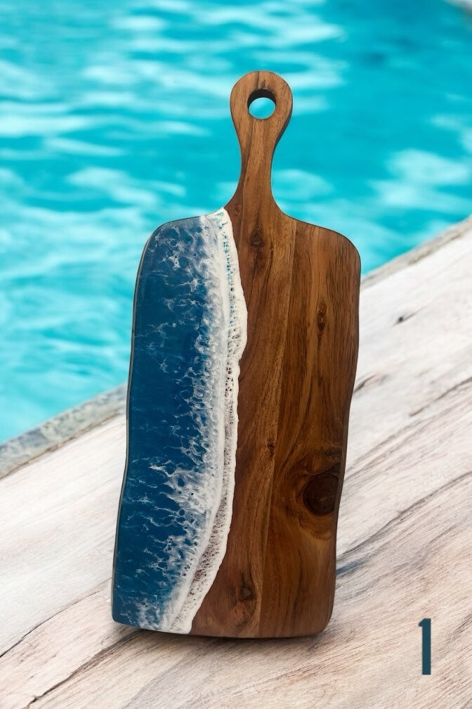 Unique Wedding Gift for Beach Lovers, Ocean Resin Charcuterie Board, Unique Gift for Couple, Coastal Anniversary Gift, Personalised Present