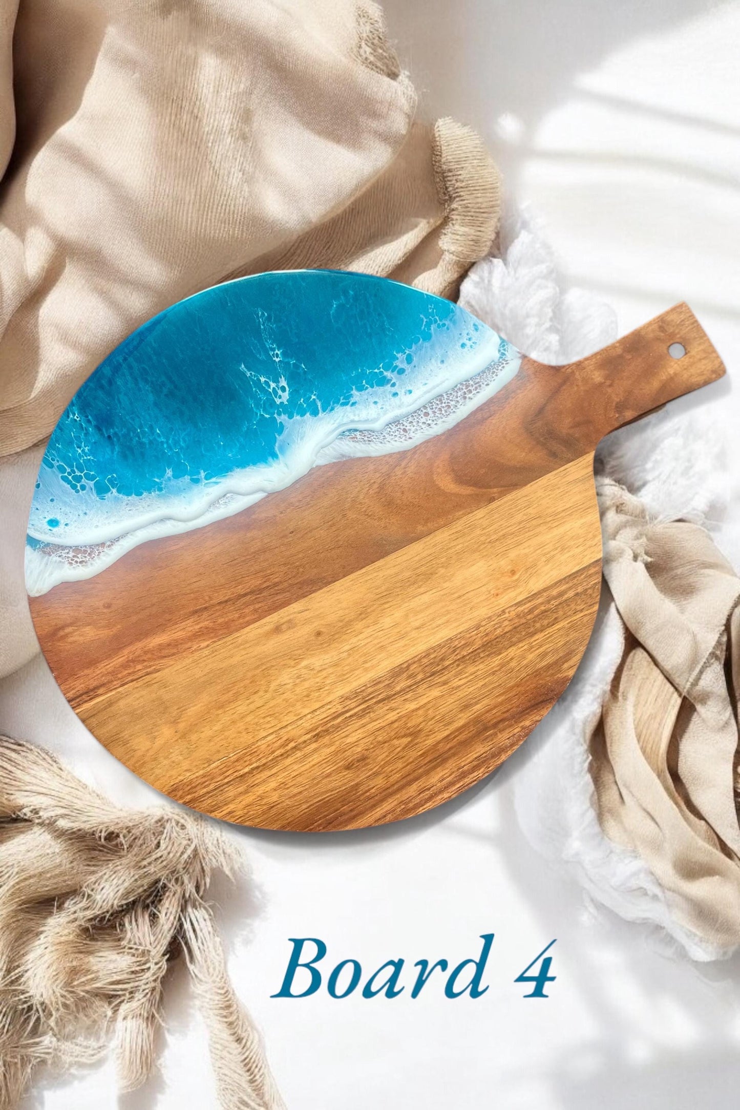 Ocean Resin Art Board, Serving Platter, Paddle, Personalised Gift, Engraved Charcuterie Chopping Board