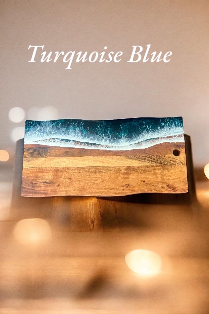 Large Ocean Resin Board, Serving Platter, Personalised Gift, Engraved Charcuterie Chopping Board- Engagement, Wedding, Anniversay Gift-