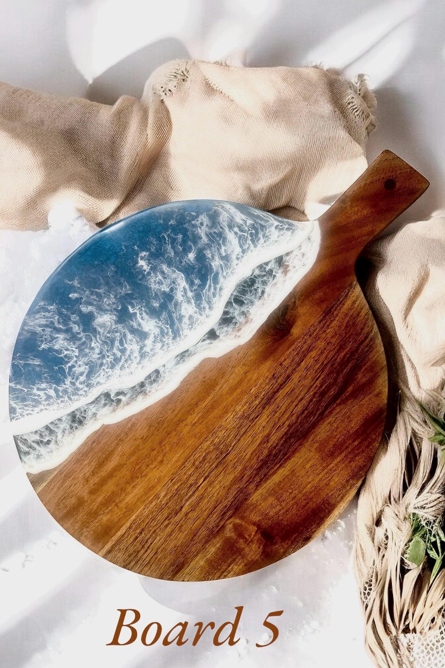Ocean Resin Art Board, Serving Platter, Paddle, Personalised Gift, Engraved Charcuterie Chopping Board