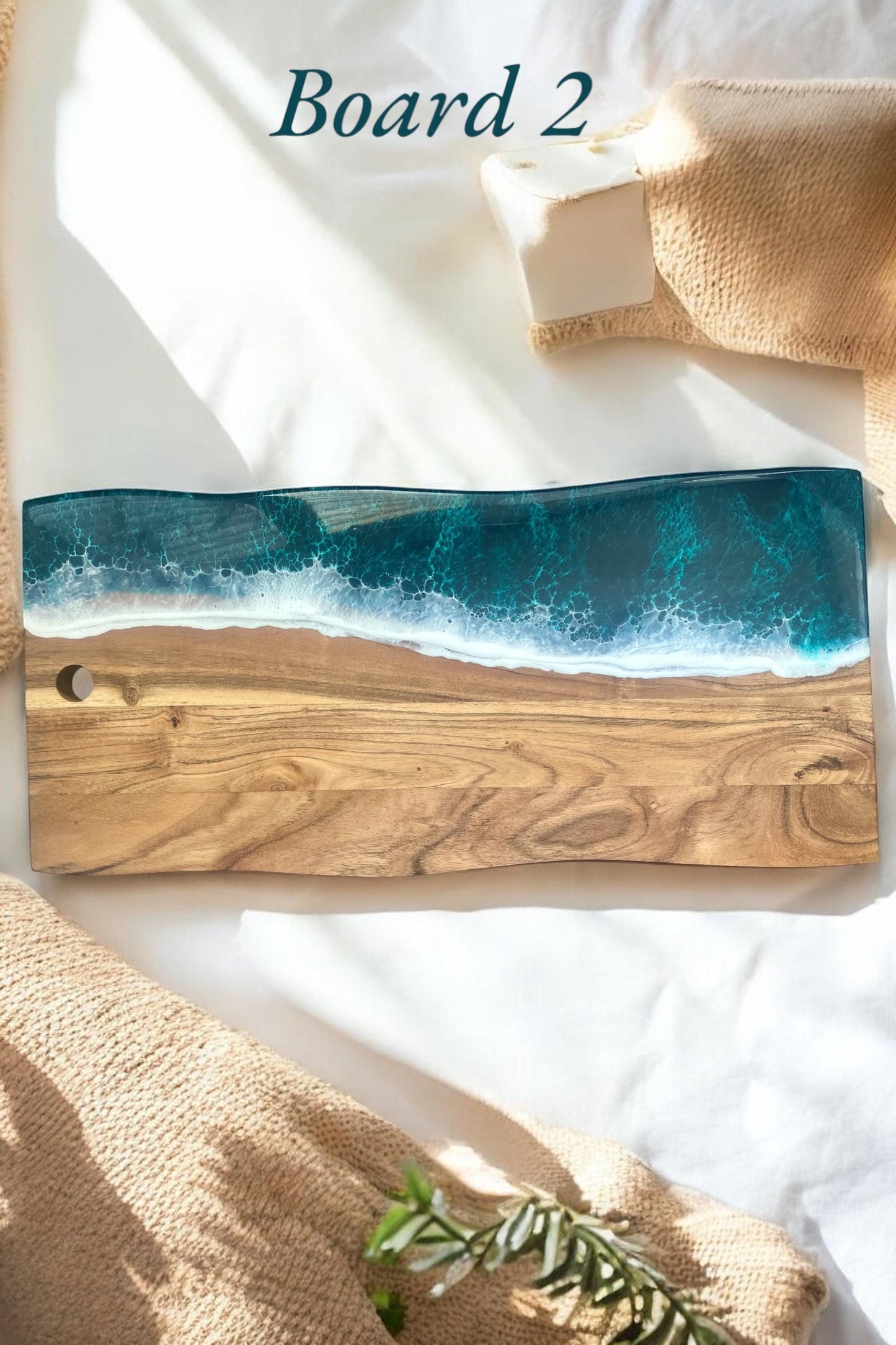 Large Ocean Resin Board, Serving Platter, Personalised Gift, Engraved Charcuterie Chopping Board- Engagement, Wedding, Birthday Present