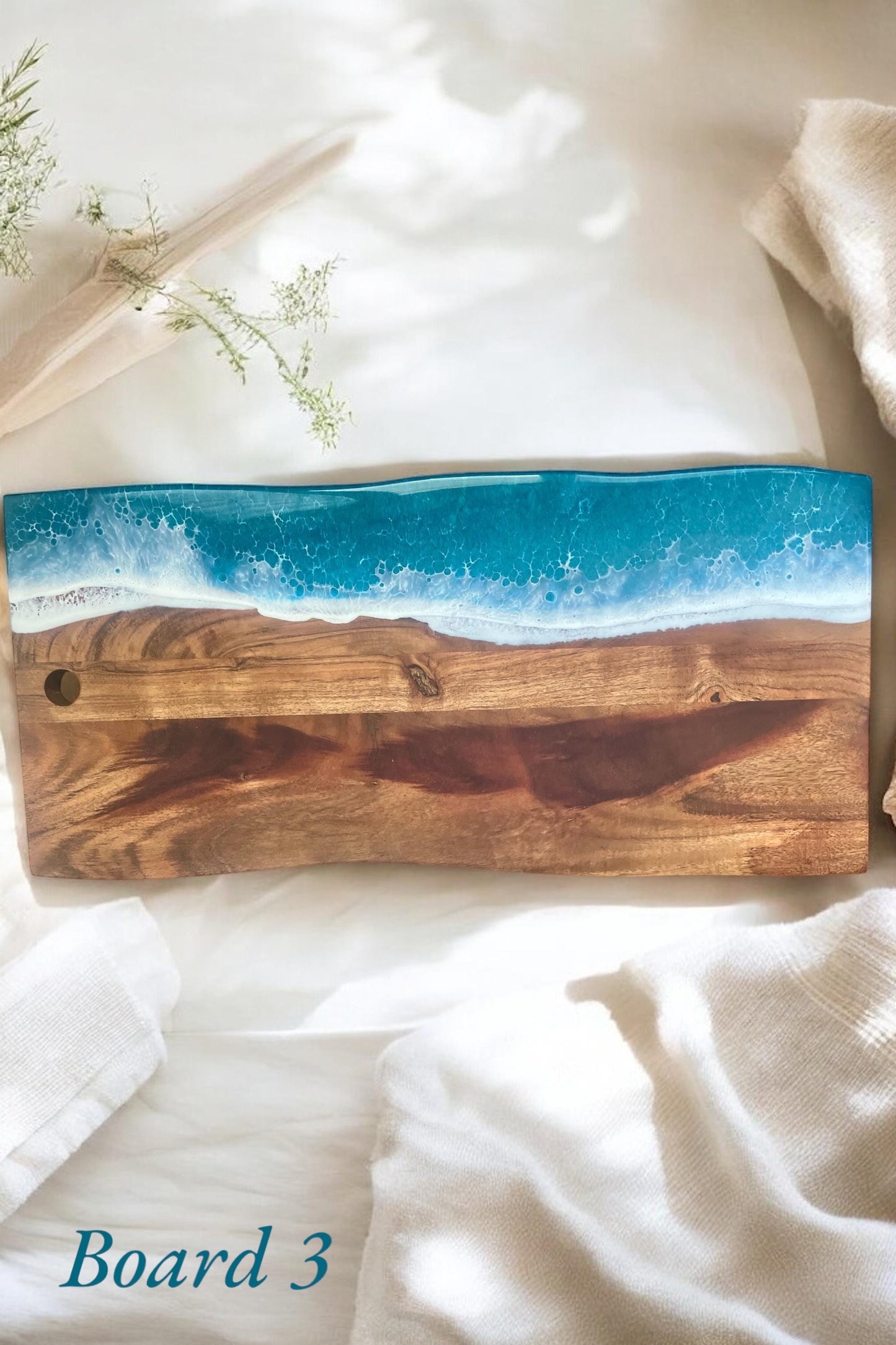 Large Ocean Resin Board, Serving Platter, Personalised Gift, Engraved Charcuterie Chopping Board- Engagement, Wedding, Birthday Present