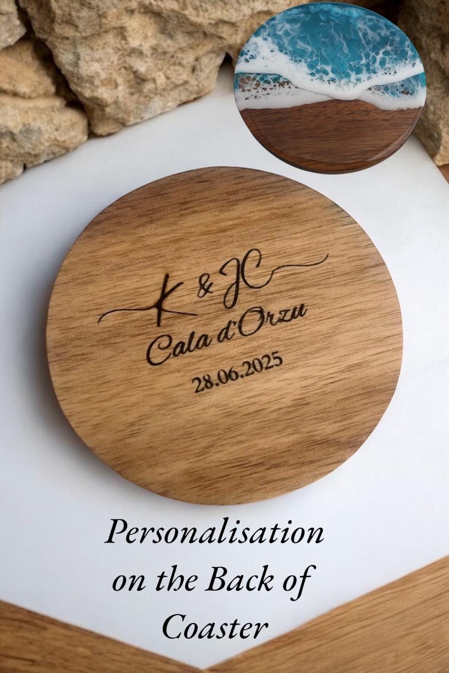 Wooden Coasters with Beach Resin ~ Gorgeous Ocean Waves ~ Beach Decor ~ Handmade Unique Birthday, Wedding, Gift For Her