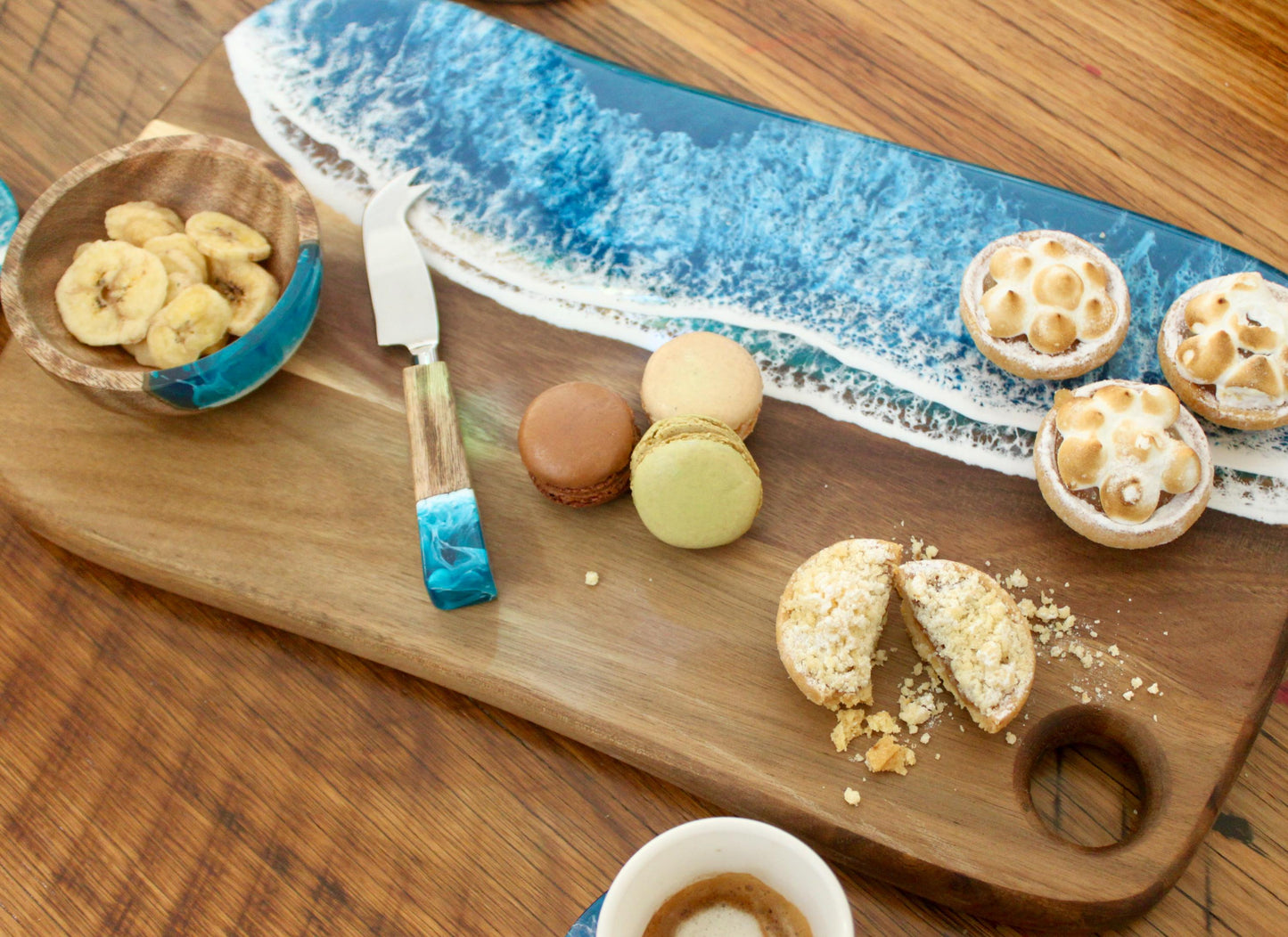 Handcrafted Ocean Resin Charcuterie Board, Unique Gift for Couple, Wedding, Coastal Anniversary Gift, Hampton's Beach Decor, Gift For Her