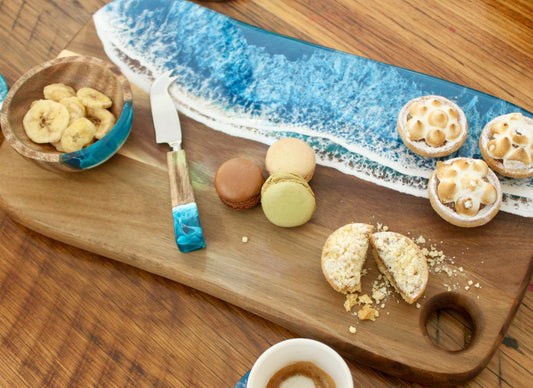 Handcrafted  Ocean Resin Charcuterie Board, Unique Gift for Couple, Wedding, Coastal Anniversary Gift, Hampton's Beach Decor, Gift For Her