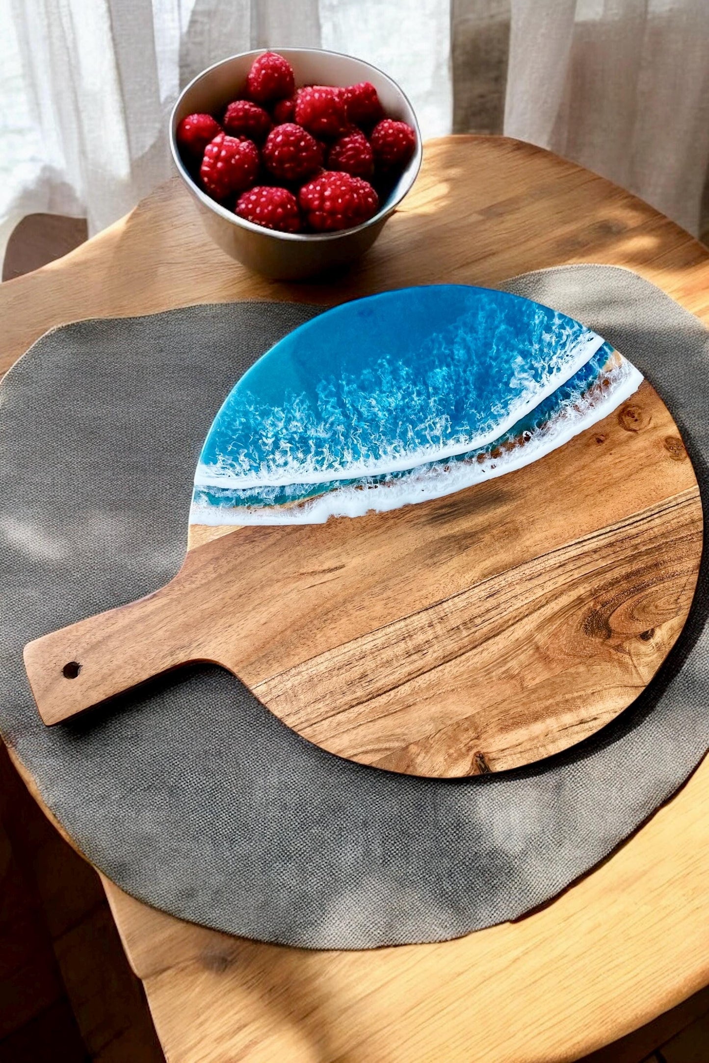 Ocean Resin Art Board, Serving Platter, Paddle, Personalised Gift, Engraved Charcuterie Chopping Board