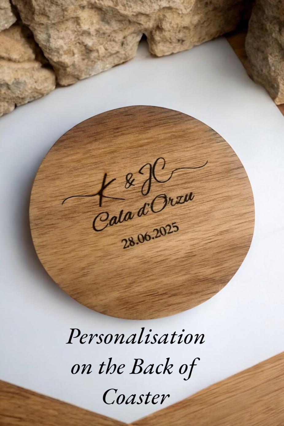 Personalised Set Red - Gold Wooden Coasters & Board ~ Handmade Decor ~ Perfect Customised Gift for Birthday’s, Weddings, Gift For Her