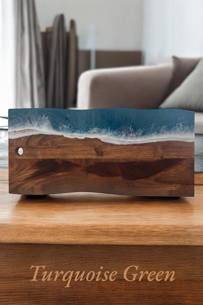 Large Ocean Resin Board, Serving Platter, Personalised Gift, Engraved Charcuterie Chopping Board- Engagement, Wedding, Anniversay Gift-