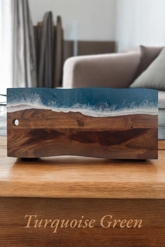 Large Ocean Resin Board, Serving Platter, Personalised Gift, Engraved Charcuterie Chopping Board-  Engagement, Wedding, Anniversay Gift-