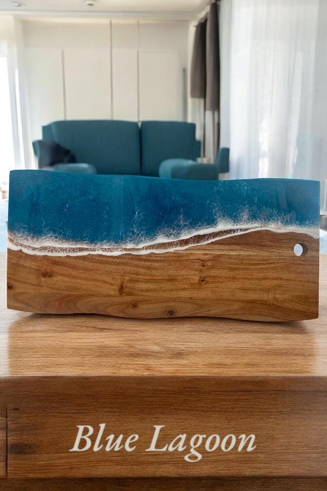 Gift for the Beach Lover, Ocean Resin Charcuterie Board, Unique Gift for Wedding, Coastal Anniversary Gift- Beach Decor Chopping Board