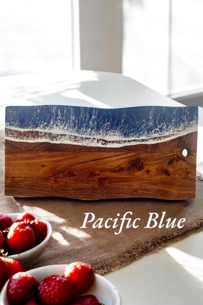 Gift for the Beach Lover, Ocean Resin Charcuterie Board, Unique Gift for Wedding, Coastal Anniversary Gift- Beach Decor Chopping Board