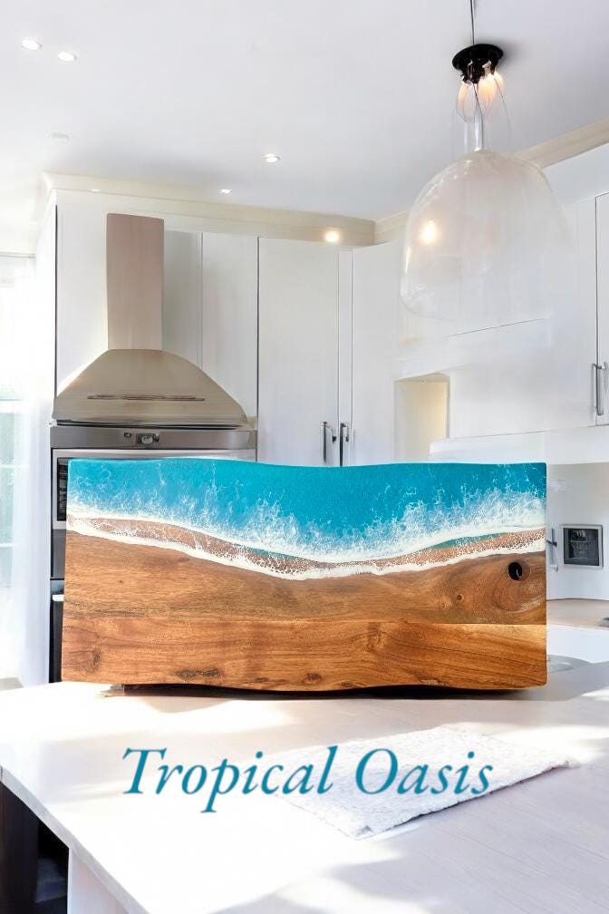 Ocean Resin Charcuterie Board, Personalised Cheese Board, Unique Gift for Couple, Wedding, Housewarming, Coastal Anniversary Decor Gift