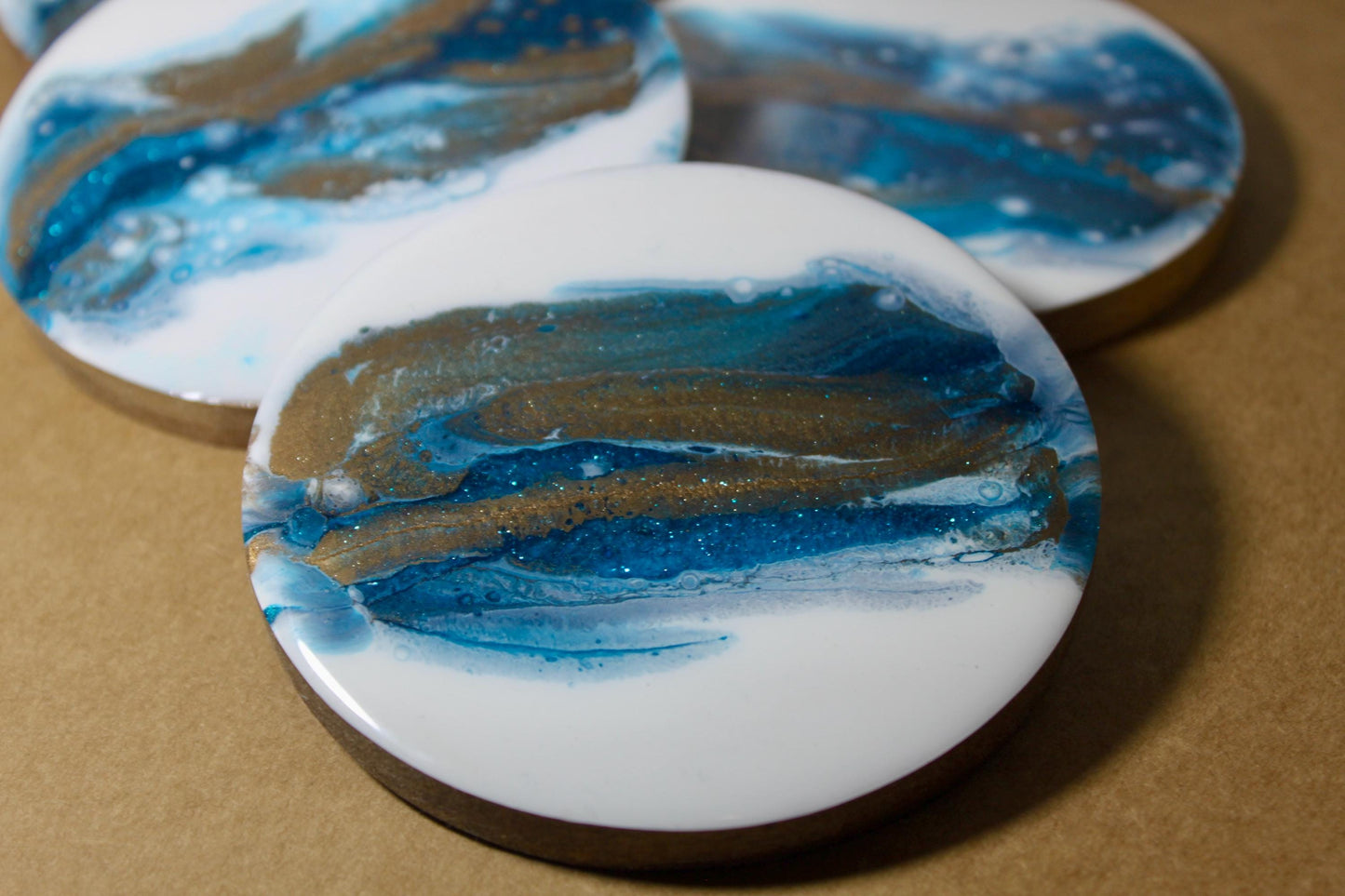 Personalised Wooden Coasters with Epoxy Resin ~ Gorgeous Handmade Abstract Art Decor ~ Unique Gift for Birthday, Wedding, Gift For Her