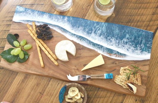 Ocean Resin Charcuterie Board, Personalised Cheese Board, Unique Gift for Couple, Wedding, Housewarming, Coastal Anniversary Decor Gift