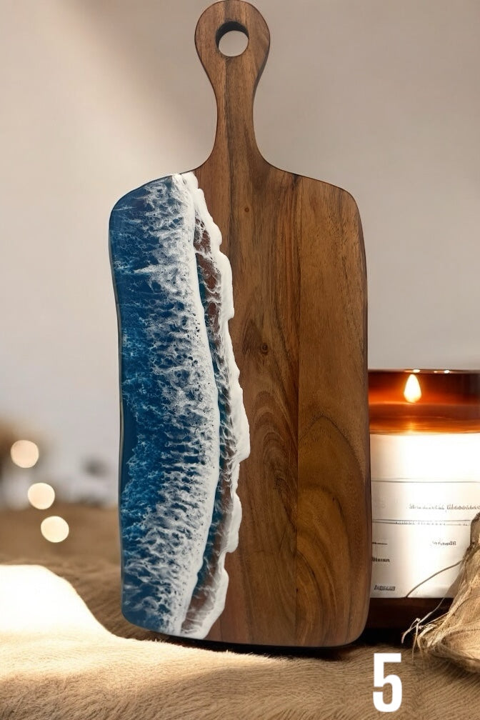 Unique Wedding Gift for Beach Lovers, Ocean Resin Charcuterie Board, Unique Gift for Couple, Coastal Anniversary Gift, Personalised Present