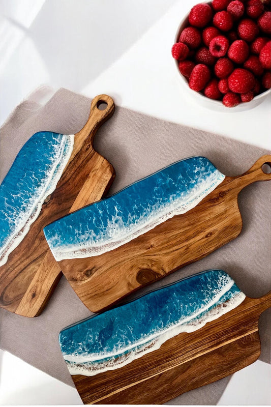 Unique Wedding Gift for Beach Lovers, Ocean Resin Charcuterie Board, Unique Gift for Couple, Coastal Anniversary Gift, Personalised Present