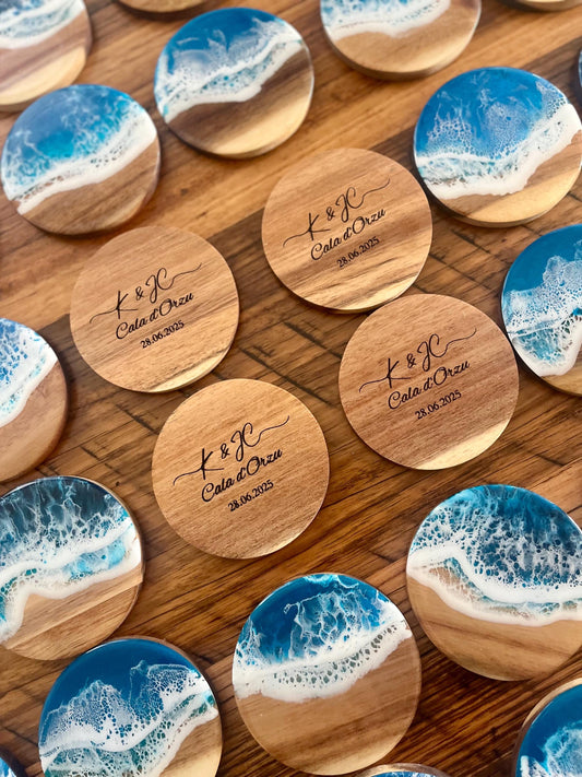 Wooden Coasters with Beach Resin ~ Gorgeous Ocean Waves ~ Beach Decor ~ Handmade Unique Birthday, Wedding, Gift For Her