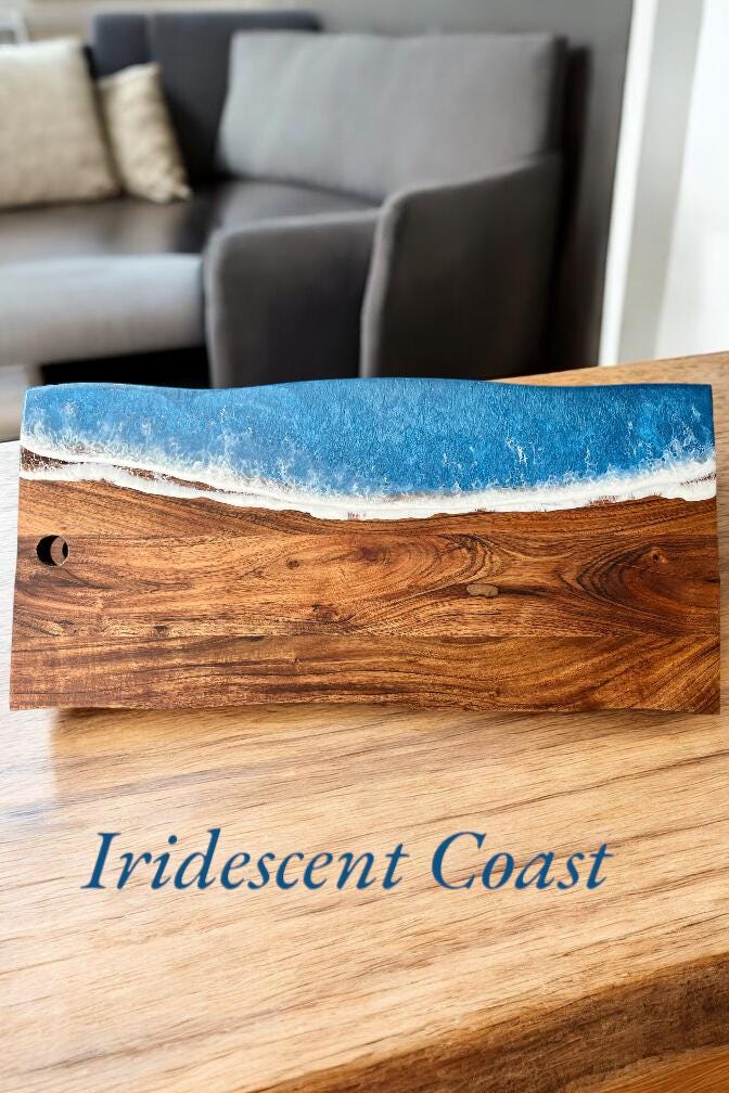 Ocean Resin Charcuterie Board, Personalised Cheese Board, Unique Gift for Couple, Wedding, Housewarming, Coastal Anniversary Decor Gift
